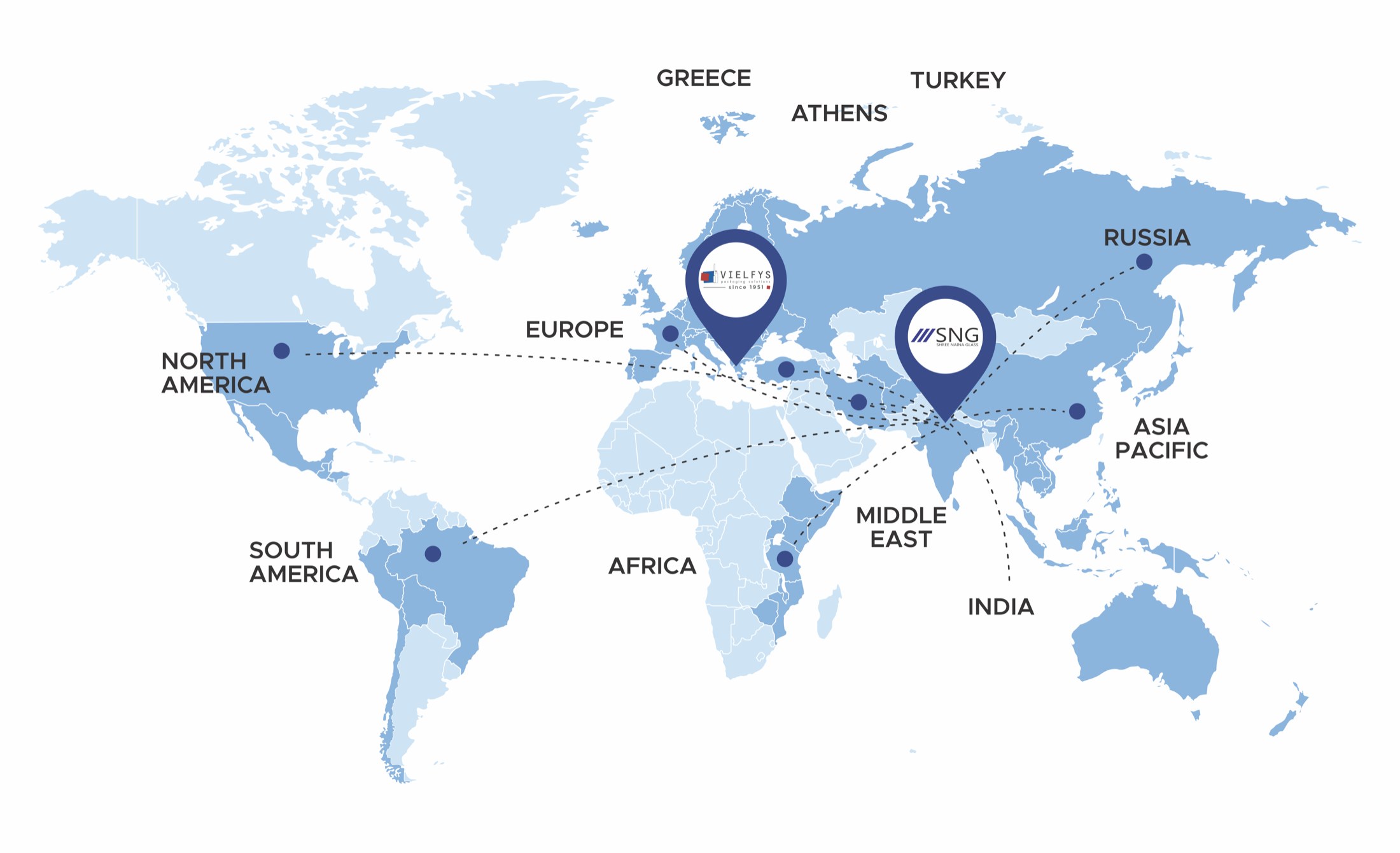 Shree Naina Glass Inc. global presence map