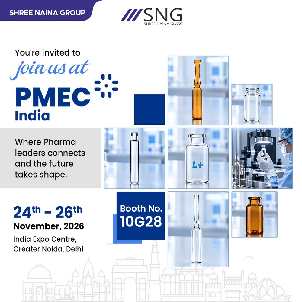You are invited to join Shree Naina Glass Inc. at PMEC India, Booth 10G28, 24 to 26 November 2026